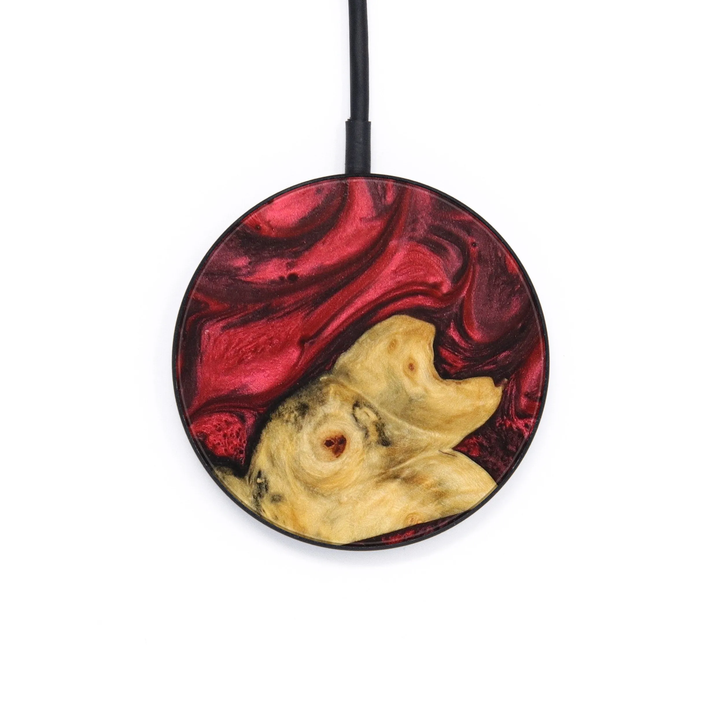 Circle Wood Resin Wireless Charger - Callie (Red, 640136)