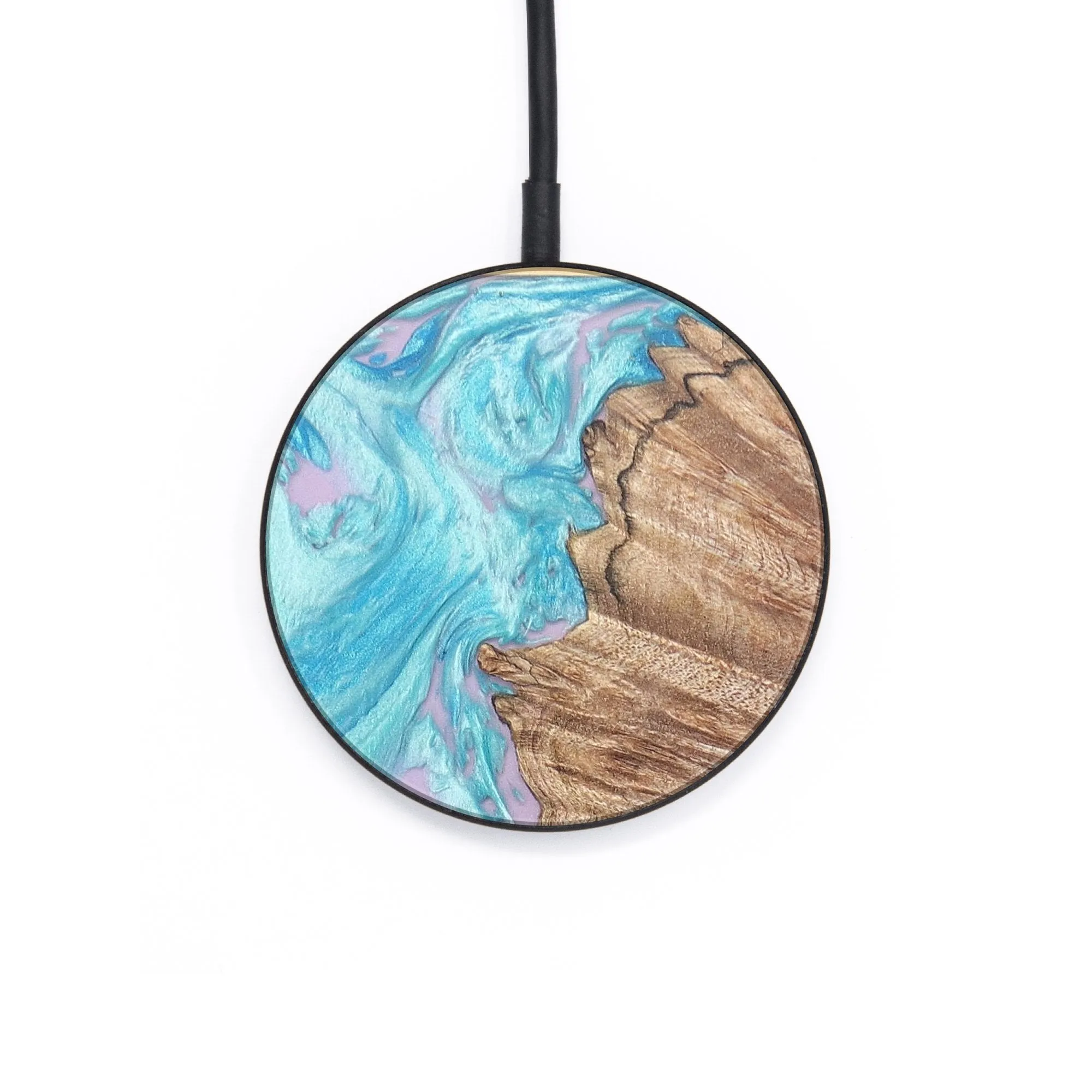 Circle Wood Resin Wireless Charger - Cheryl (Blue, 671901)