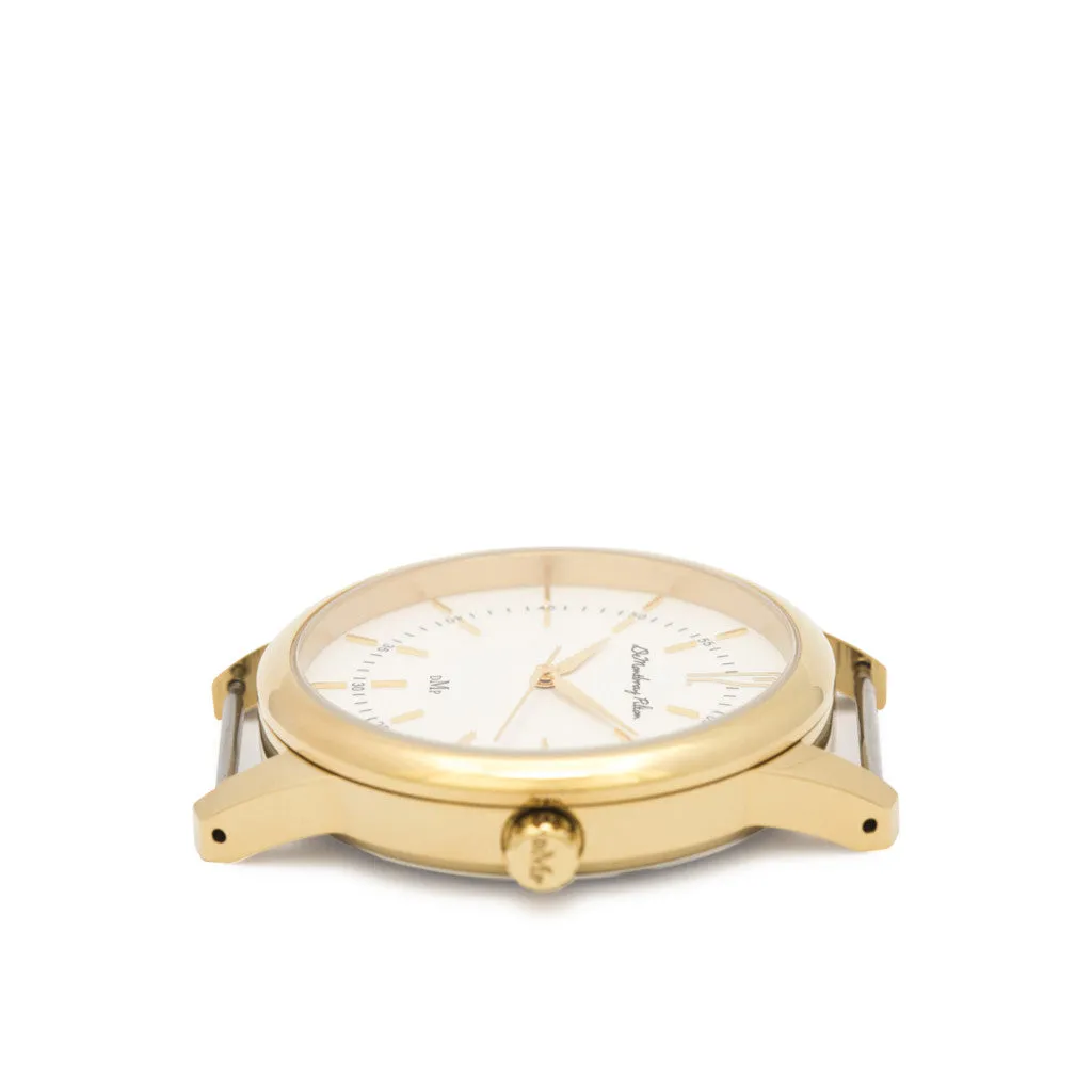 Classic Gold Watch with Black Leather Strap by DeMontbrayPilton