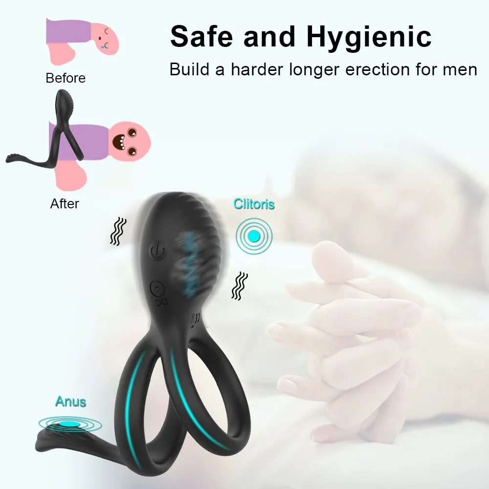 Cock Ring Wireless Remote Control Couple Ring Cock Vibrator Ring Retardant Ejaculation Delay Toys for Men's Penis