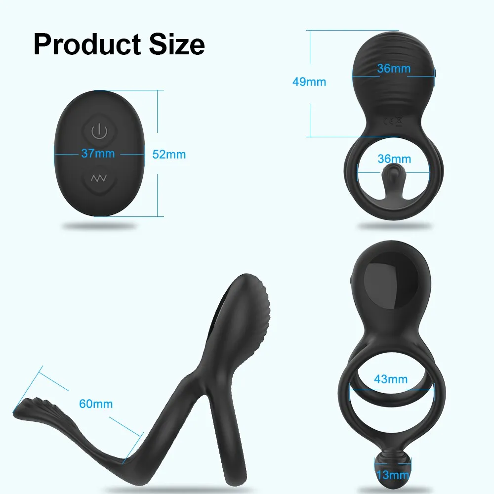 Cock Ring Wireless Remote Control Couple Ring Cock Vibrator Ring Retardant Ejaculation Delay Toys for Men's Penis