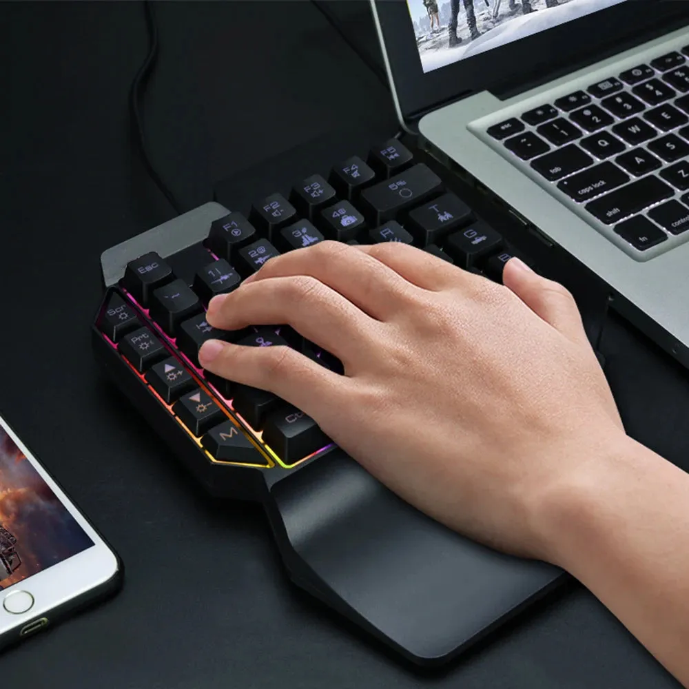 Colorful 39 Keys F6 USB Wired Keyboard RGB Ergonomics Game Gaming Keyboard One-Handed For Gamer Tablet PC Laptop