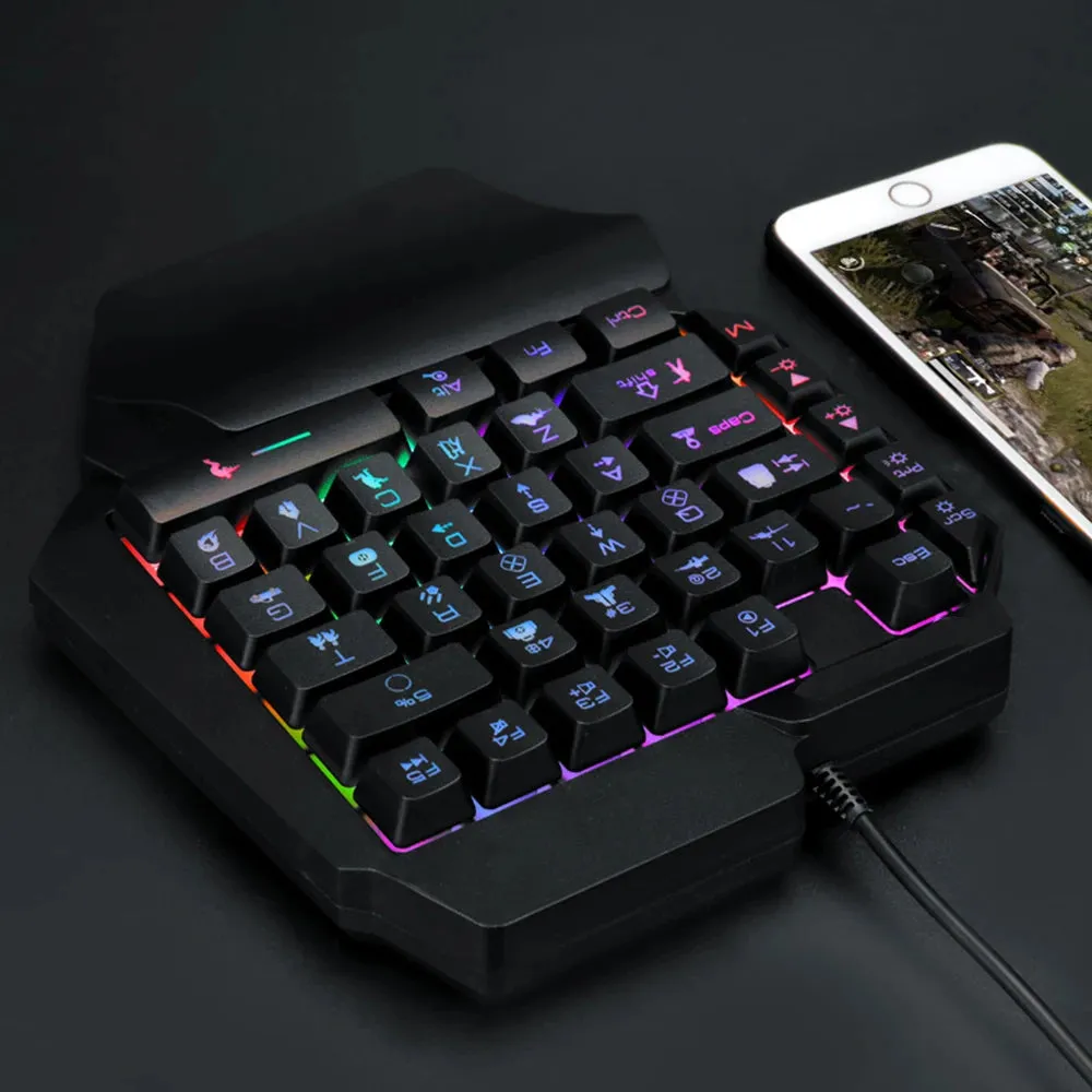 Colorful 39 Keys F6 USB Wired Keyboard RGB Ergonomics Game Gaming Keyboard One-Handed For Gamer Tablet PC Laptop