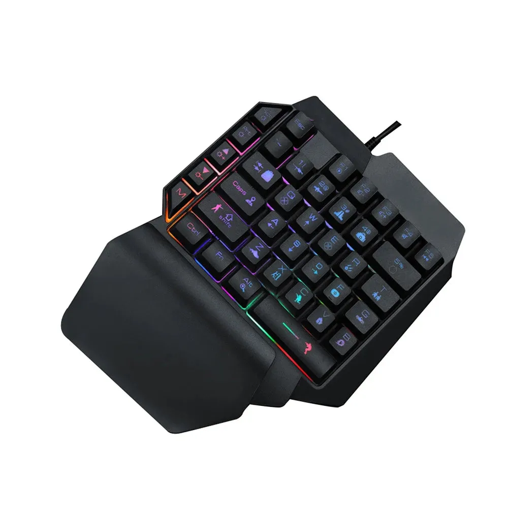 Colorful 39 Keys F6 USB Wired Keyboard RGB Ergonomics Game Gaming Keyboard One-Handed For Gamer Tablet PC Laptop