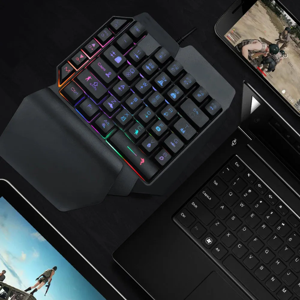 Colorful 39 Keys F6 USB Wired Keyboard RGB Ergonomics Game Gaming Keyboard One-Handed For Gamer Tablet PC Laptop