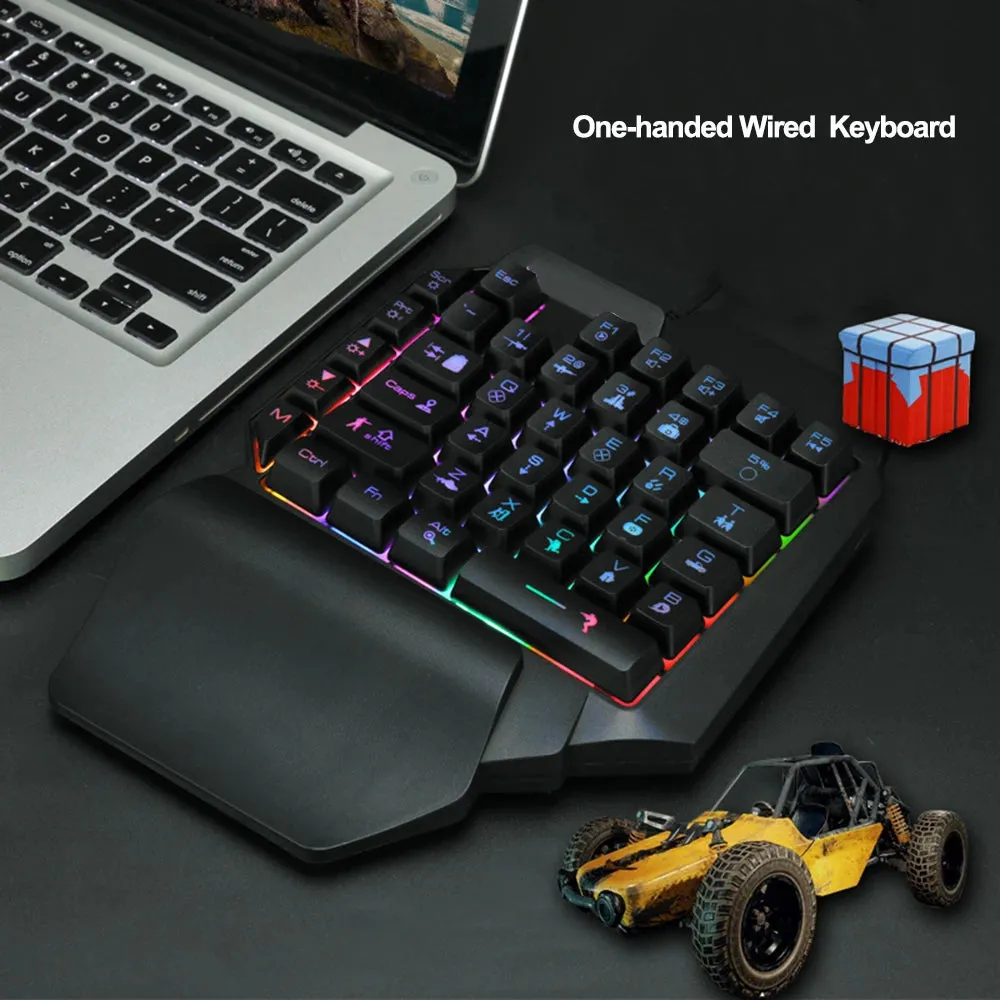 Colorful 39 Keys F6 USB Wired Keyboard RGB Ergonomics Game Gaming Keyboard One-Handed For Gamer Tablet PC Laptop