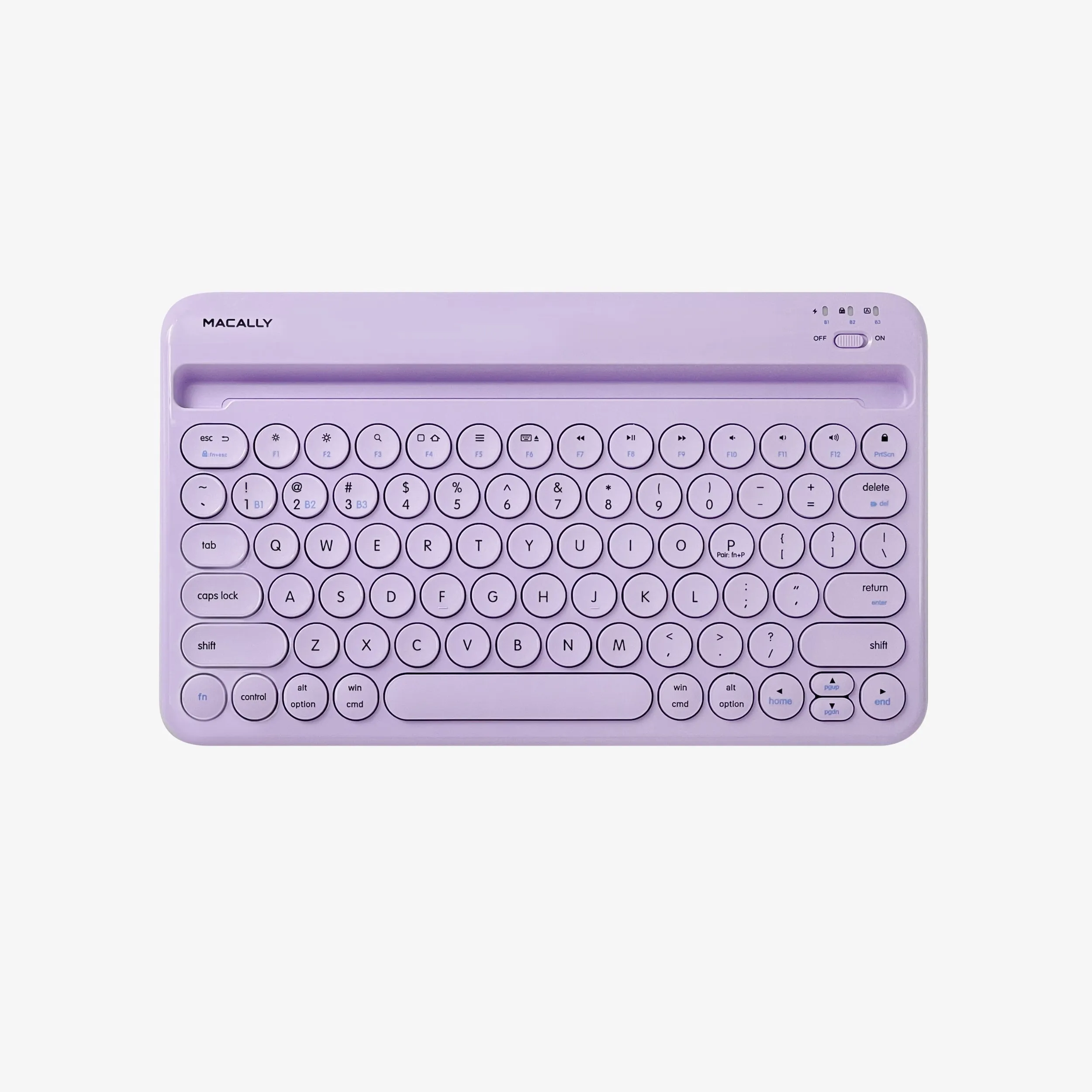 Compact Bluetooth Keyboard for Mac with iPhone or iPad Holder (Purple)