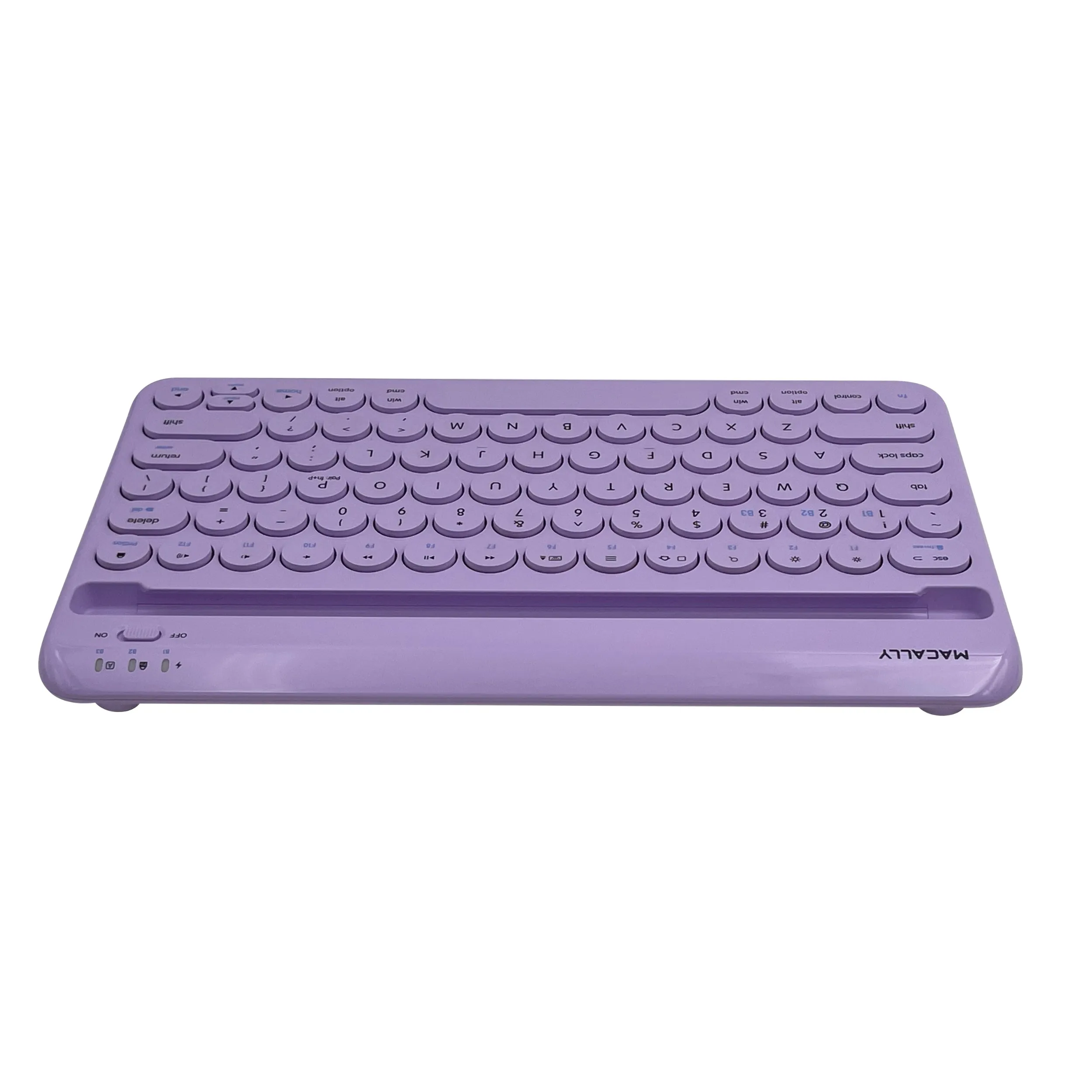 Compact Bluetooth Keyboard for Mac with iPhone or iPad Holder (Purple)