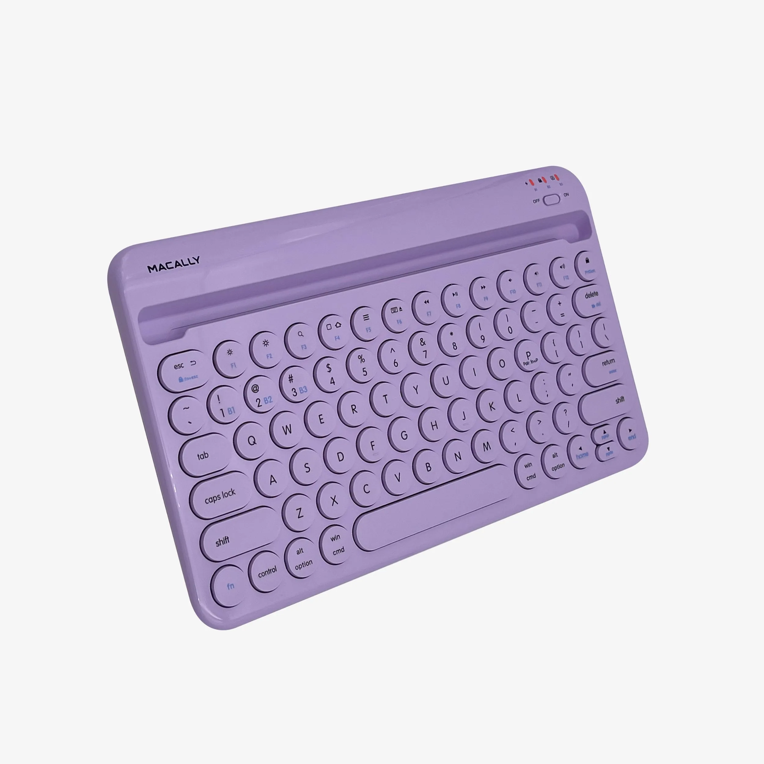 Compact Bluetooth Keyboard for Mac with iPhone or iPad Holder (Purple)