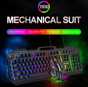 Computer Gamer Backlit Keycaps USB Wired Gaming Keyboard   Mouse Combo