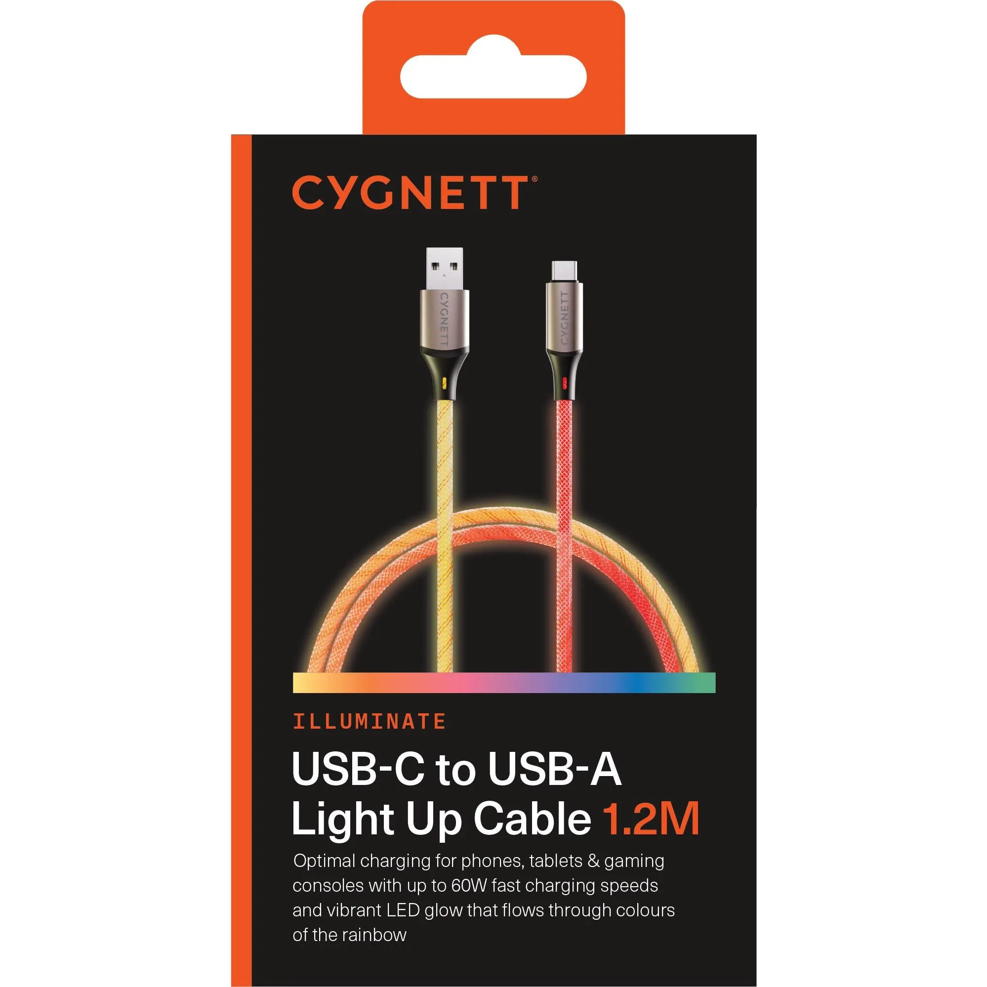 Cygnett Illuminate USB-A to USB-C Light Up Cable 1.2m