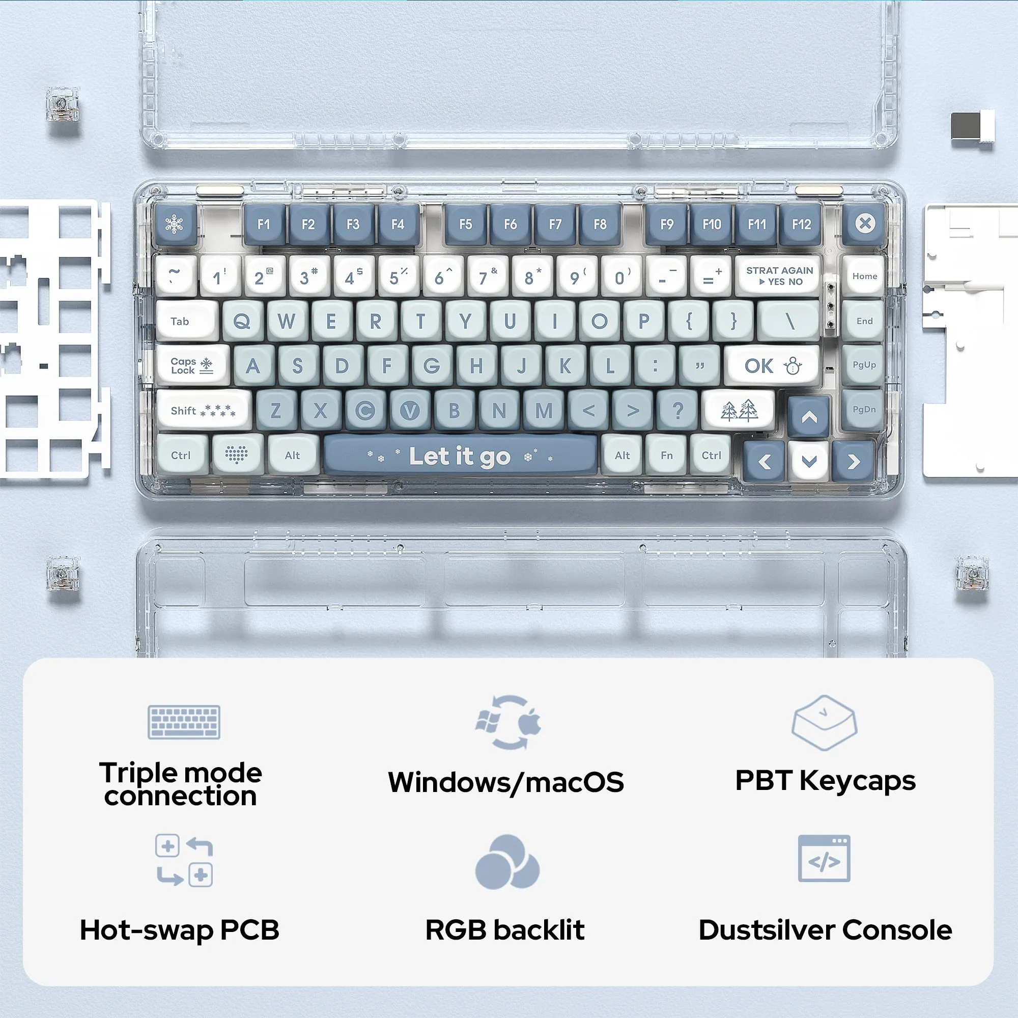 D82 Snowflakes Wireless Keyboard