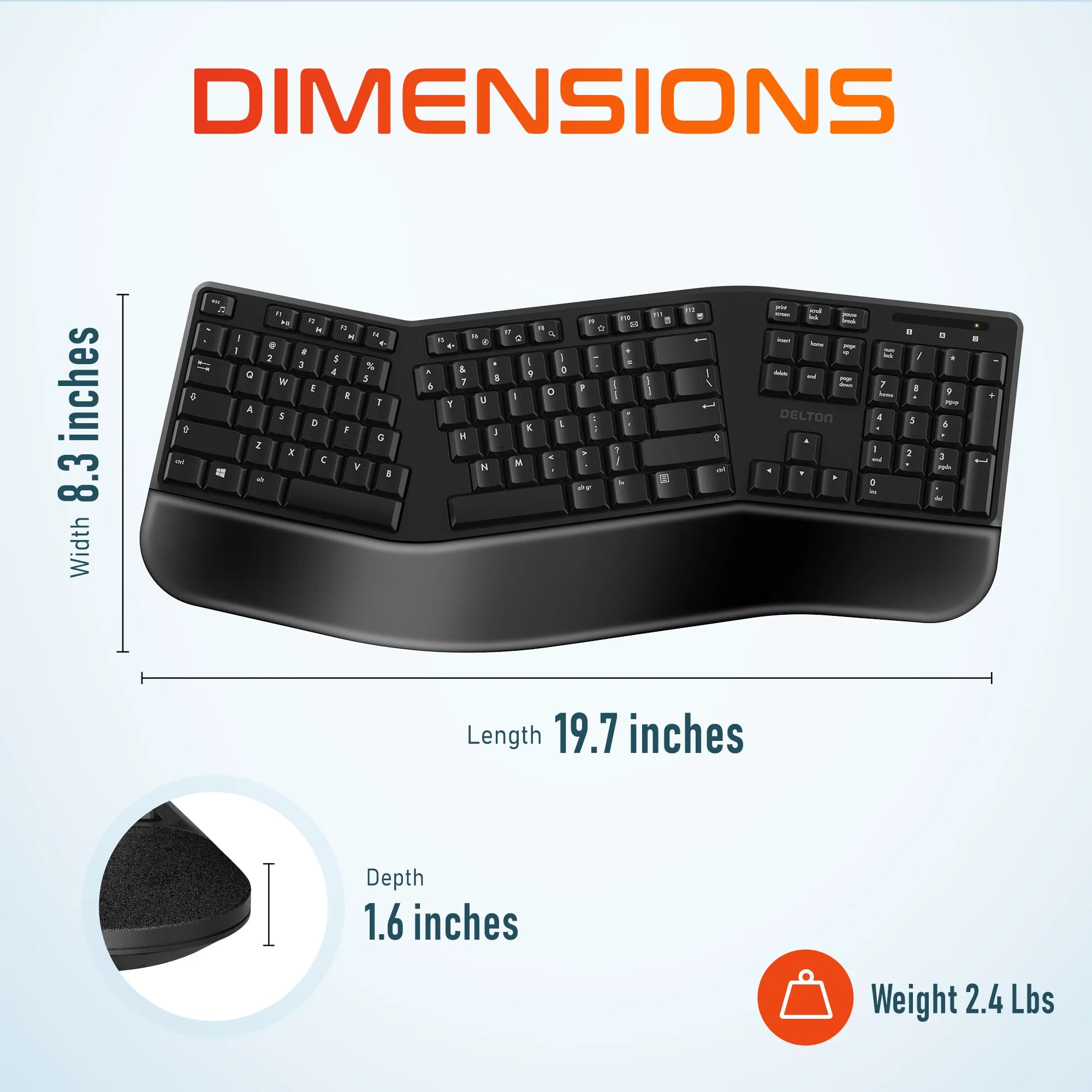 Delton KB200 & S18 Wireless Ergonomic Keyboard & Mouse Combo