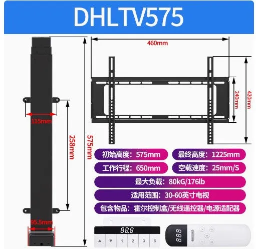 DIHOOL 30-100inches TV electric lifting bracket floor hidden telescopic cabinet with wireless remote control