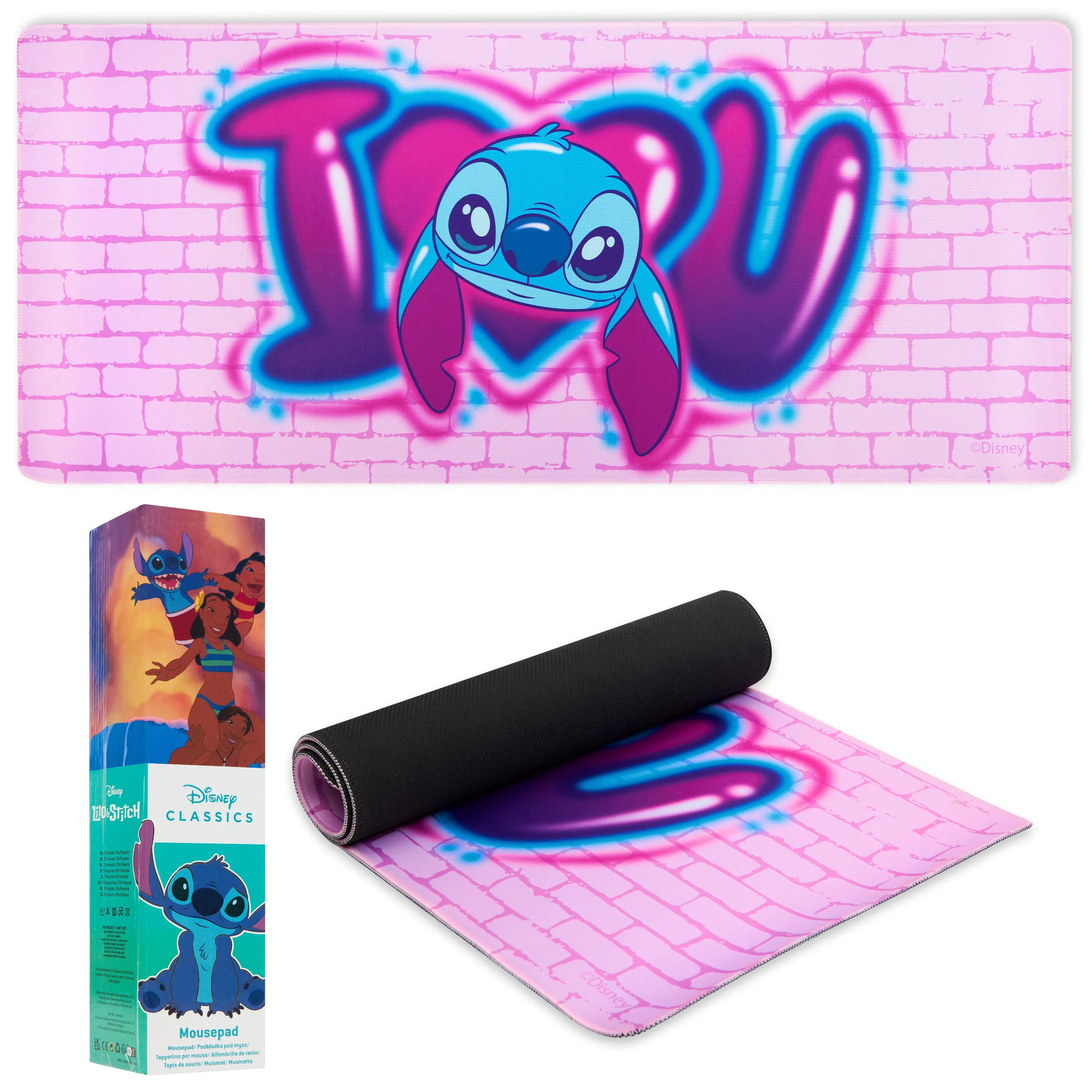 Disney Stitch Desk Mat, Large Mouse Mat - Pink Stitch