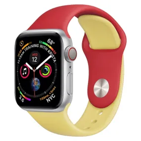 Double Colors Silicone Watch Band for Apple Watch Series 3 & 2 & 1 38mm (Red Yellow)