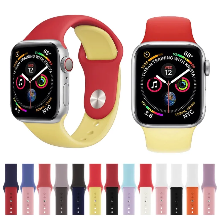 Double Colors Silicone Watch Band for Apple Watch Series 3 & 2 & 1 38mm (Red Yellow)