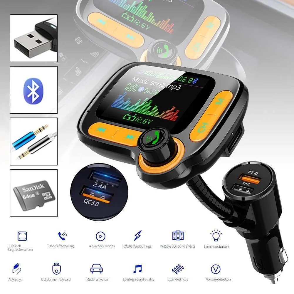 Dual USB Charging Bluetooth FM Transmitter for Car