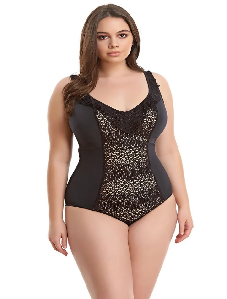 Elomi Swim Indie Molded Cups One Piece Swim Suit in Black