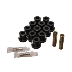 Energy Suspension Hyper-Flex Rear Leaf Spring Bushing Kit - Black / Cadmium - Chevy Fullsize Car 1955