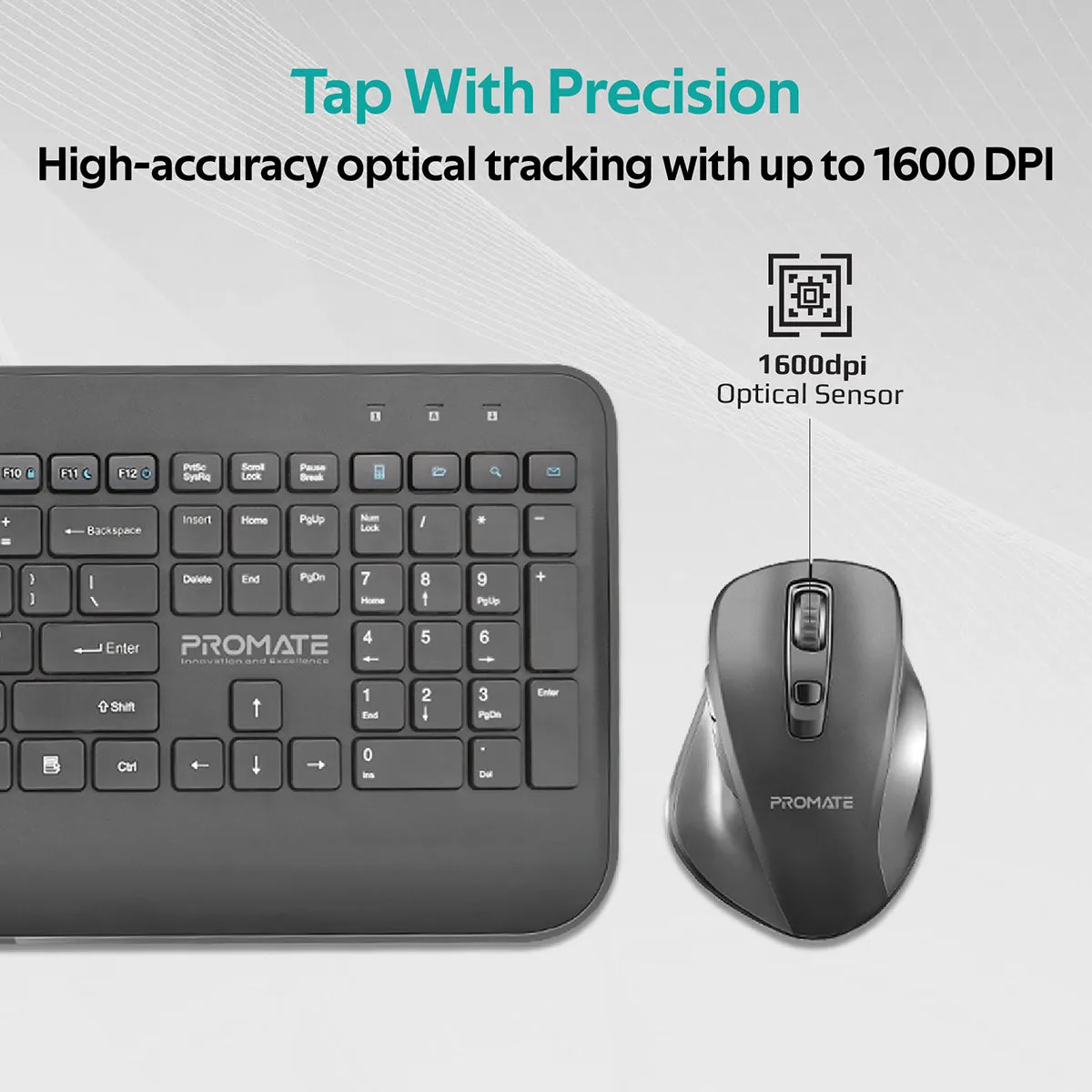 Ergonomic Full-Size Wireless Keyboard & Mouse Combo with Palm Rest