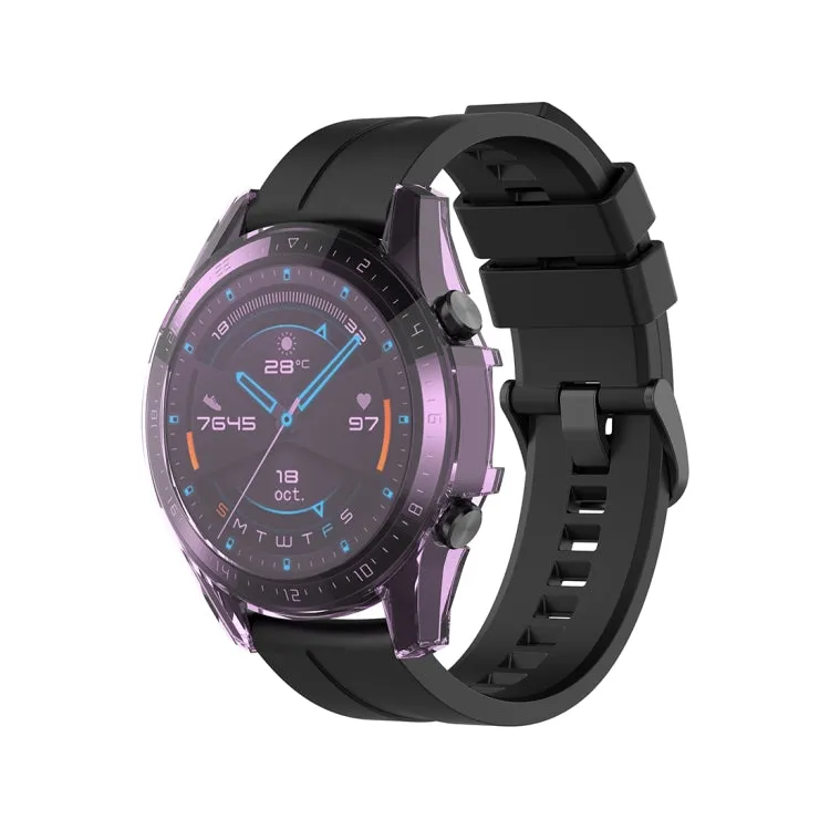 For Huawei Watch GT2 46mm Full Coverage Watch Protective Case with Screen(Transparent Purple)