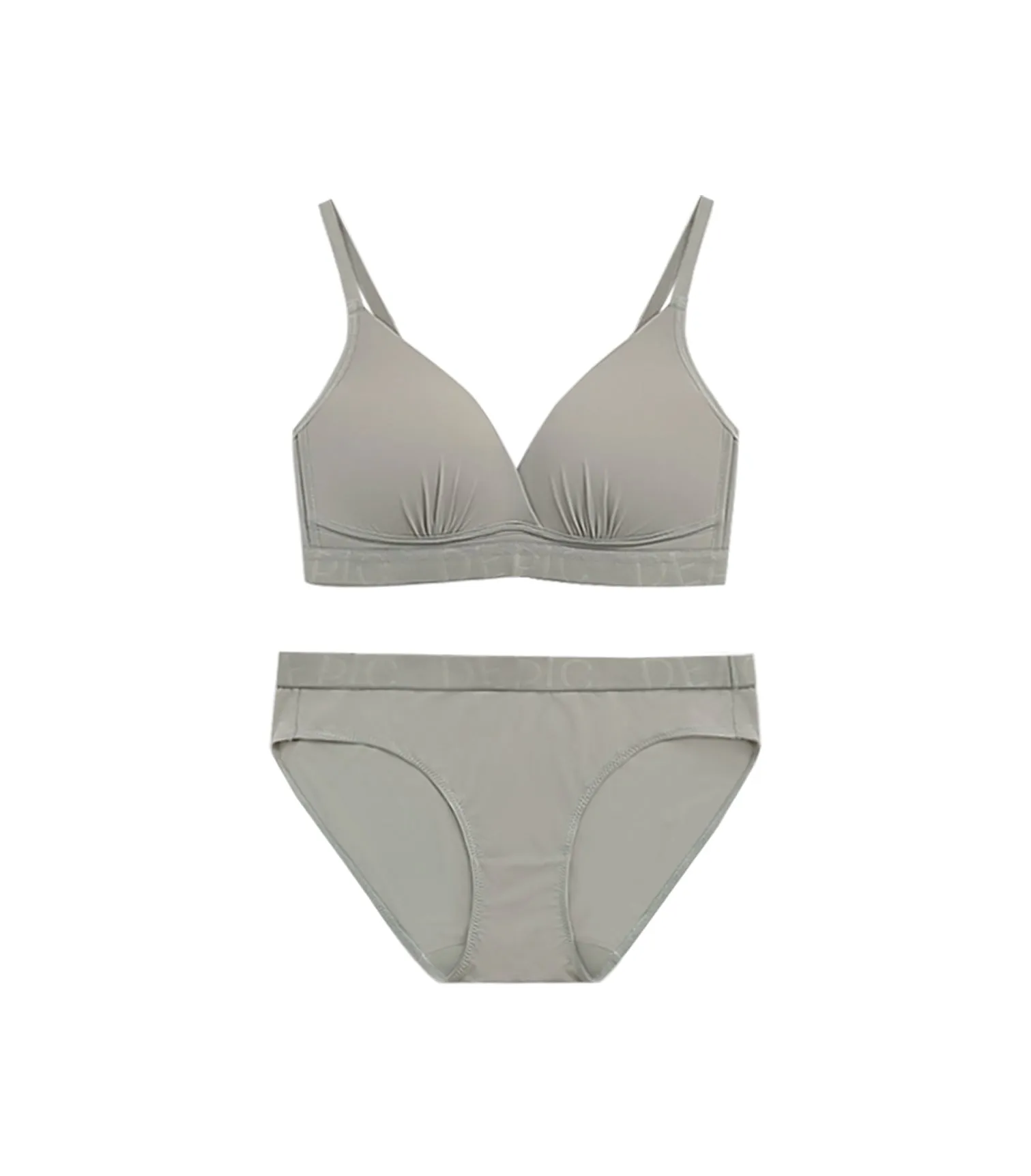 Freely - Ice Silk Cooling Plump V-shaped Wireless Bra Set Light Grey