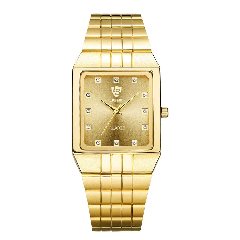 Golden Quartz Watch Men Women Luxury Watches relogio masculino Luxury Gold Bracelet Wrist Watches Steel Female Male Clock 8808