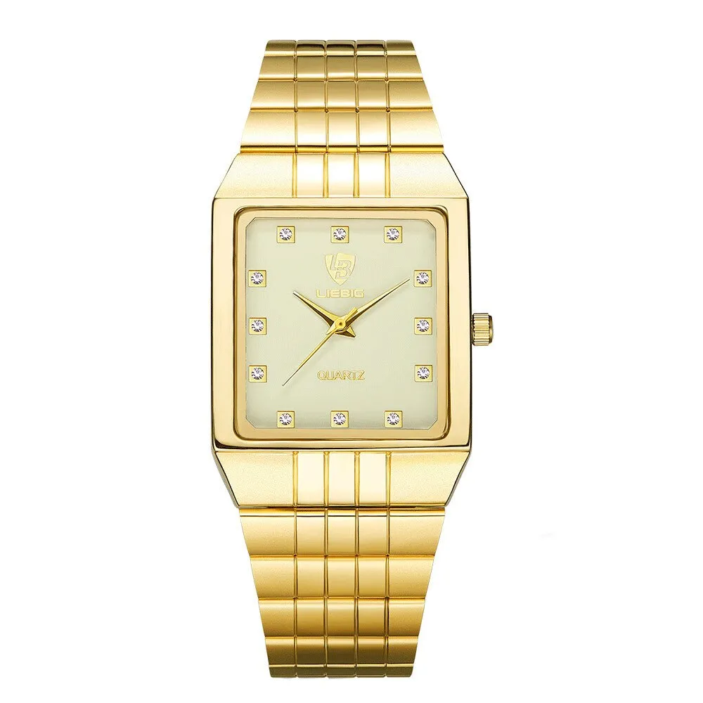 Golden Quartz Watch Men Women Luxury Watches relogio masculino Luxury Gold Bracelet Wrist Watches Steel Female Male Clock 8808