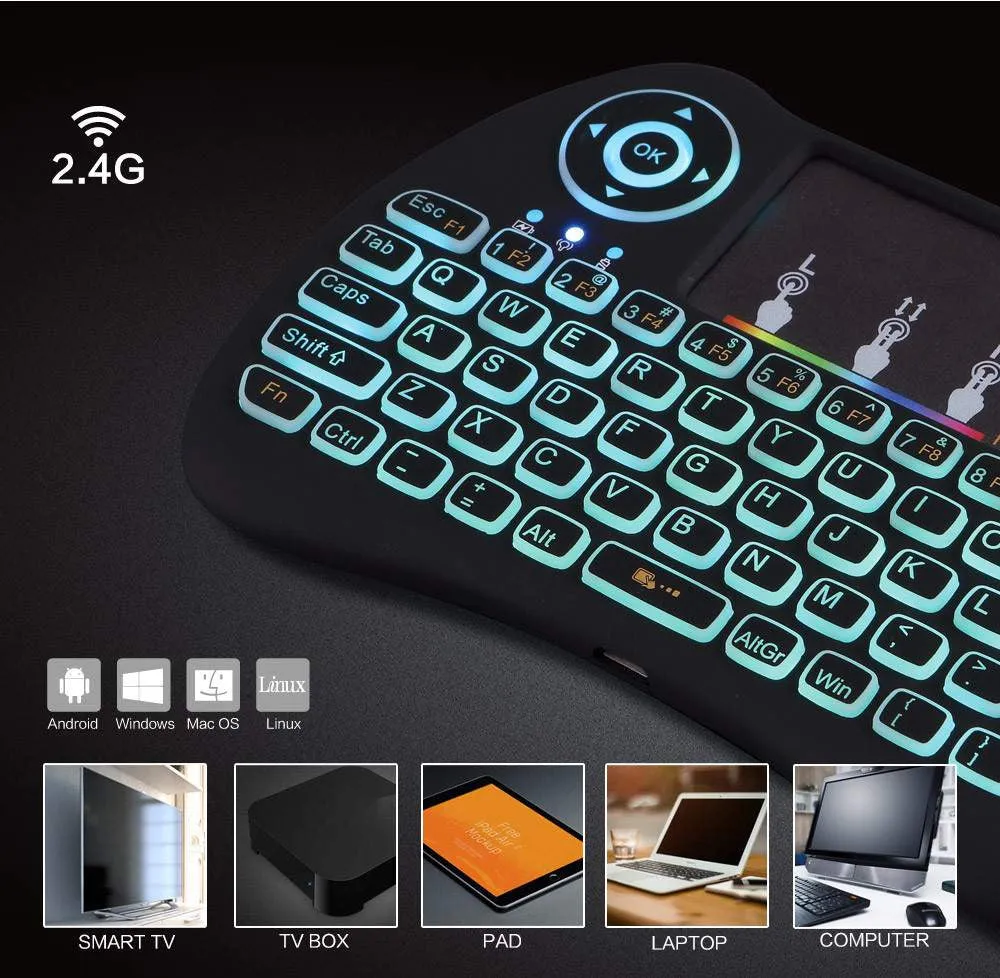 H9 Mini Hand-held Backlight Keyboard Air Mouse / Remote Control