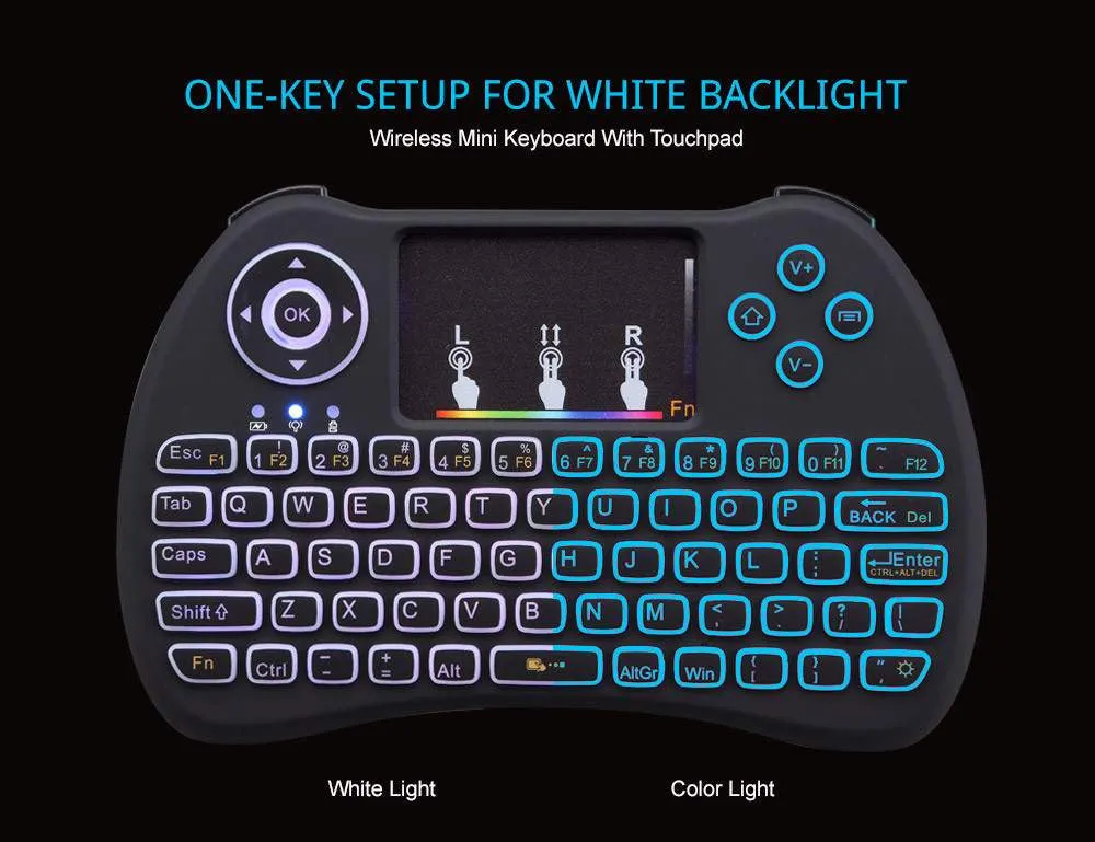 H9 Mini Hand-held Backlight Keyboard Air Mouse / Remote Control