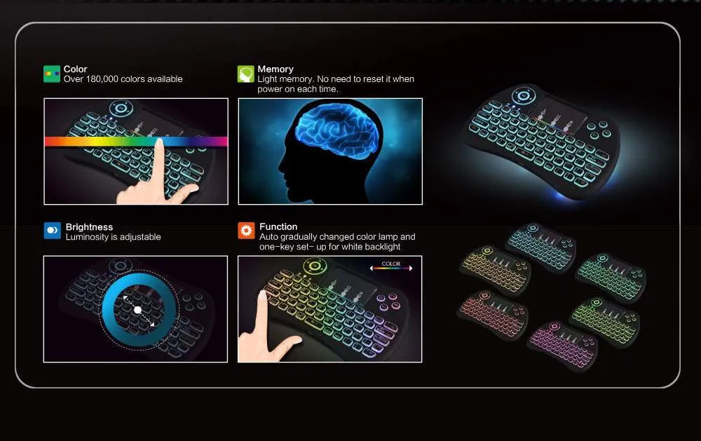 H9 Mini Hand-held Backlight Keyboard Air Mouse / Remote Control