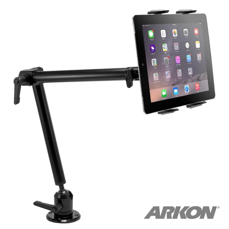 Heavy-Duty Drill-Base Tablet Mount with 22" Arm for iPad, Note, and more