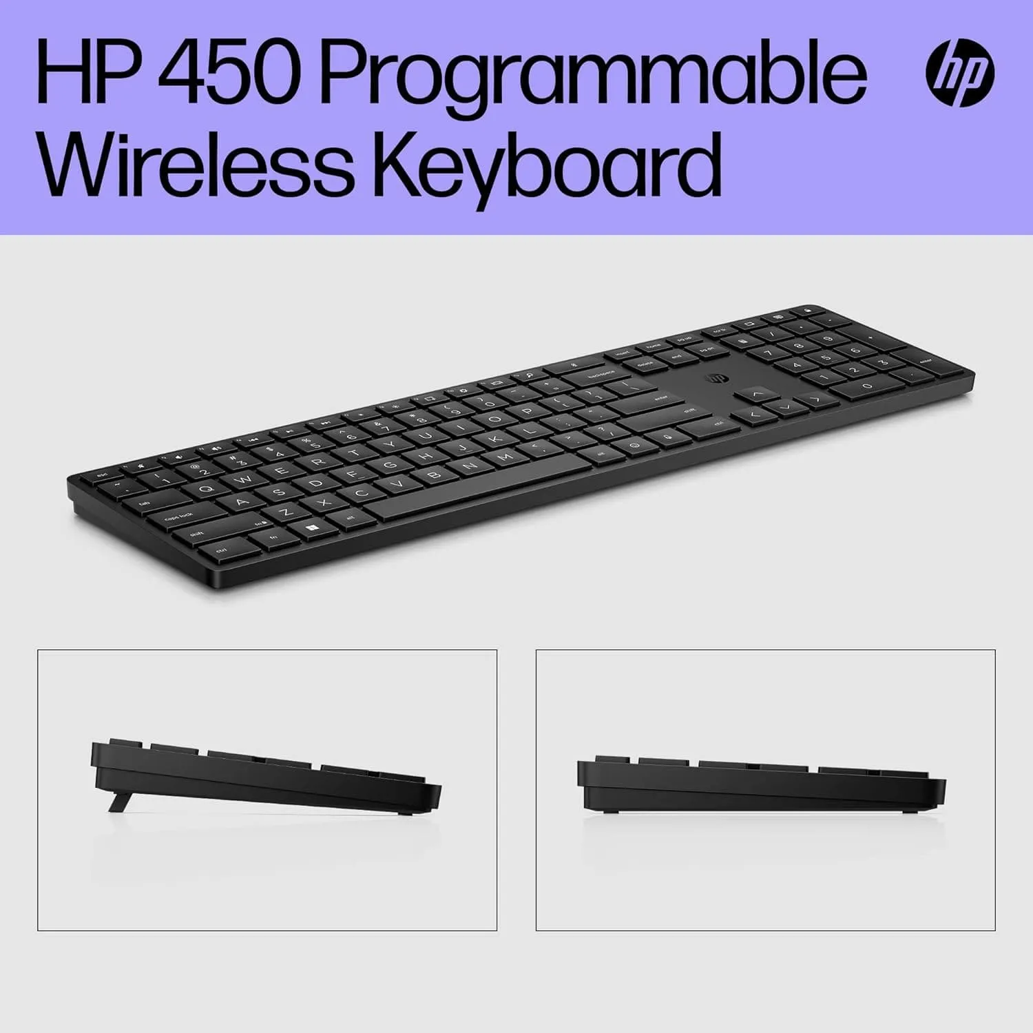 HP 450 Programmable Wireless Keyboard with 20  Programmable Keys, Adjustable Incline, 20  month Battery Life, made from 60% Recycled Materials