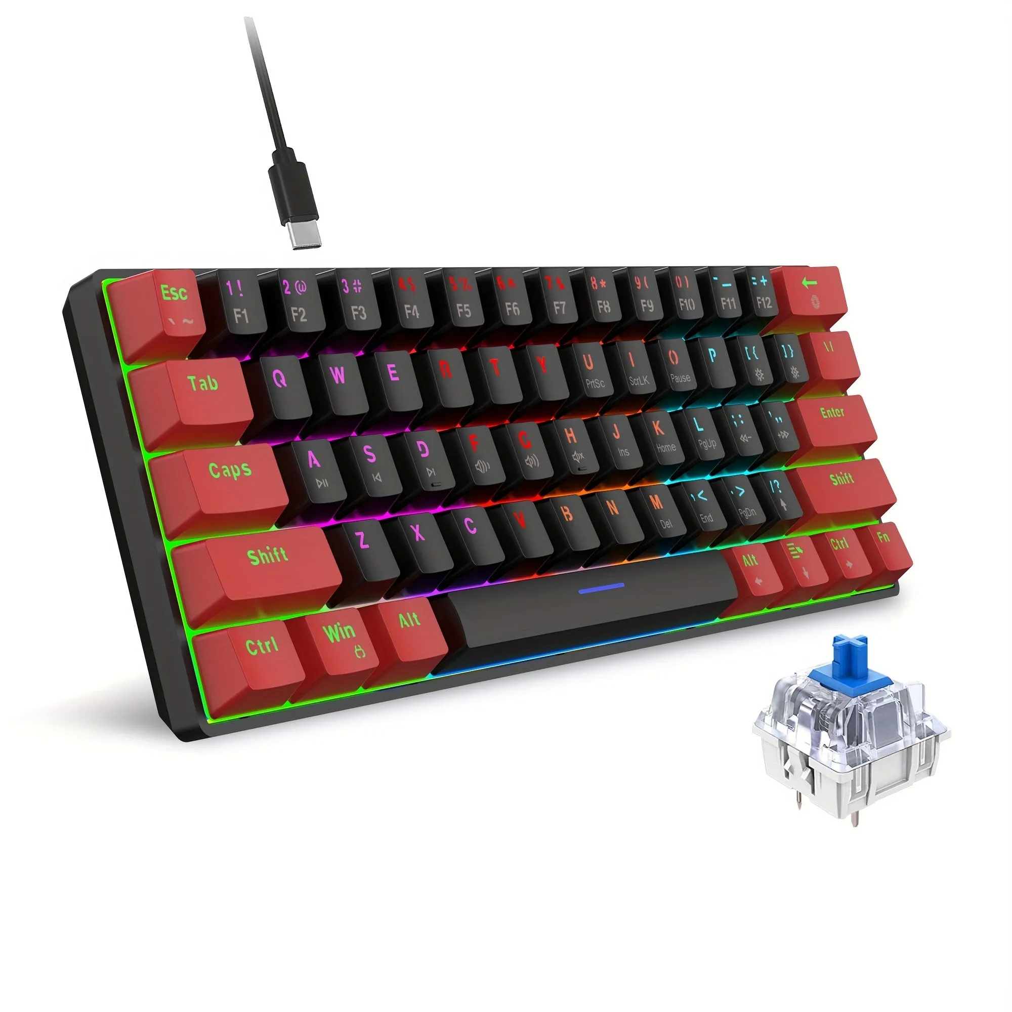 HXSJ 60% Mechanical Gaming Keyboard Compact, Portable, and Precision Performance