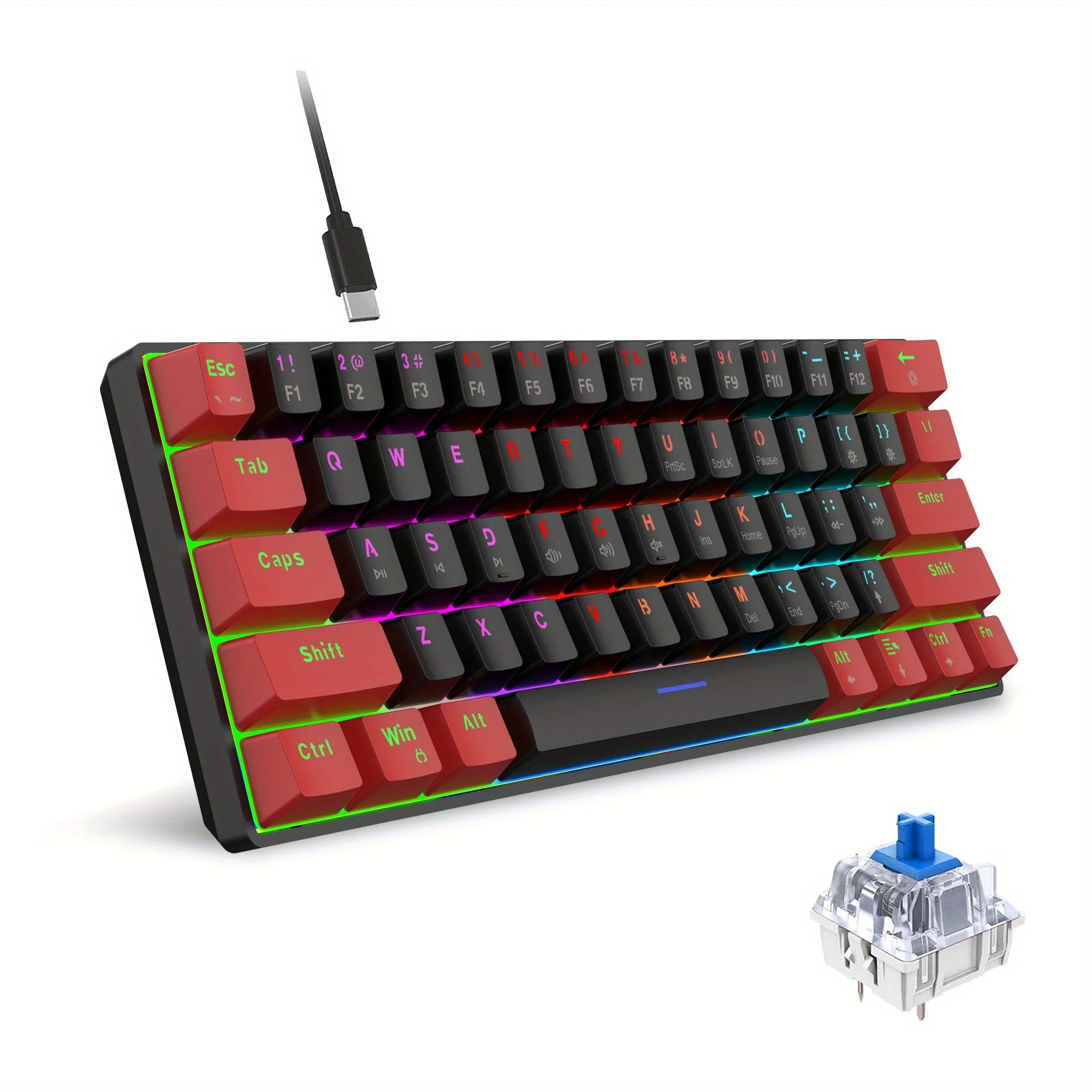 HXSJ 60% Mechanical Gaming Keyboard Compact, Portable, and Precision Performance