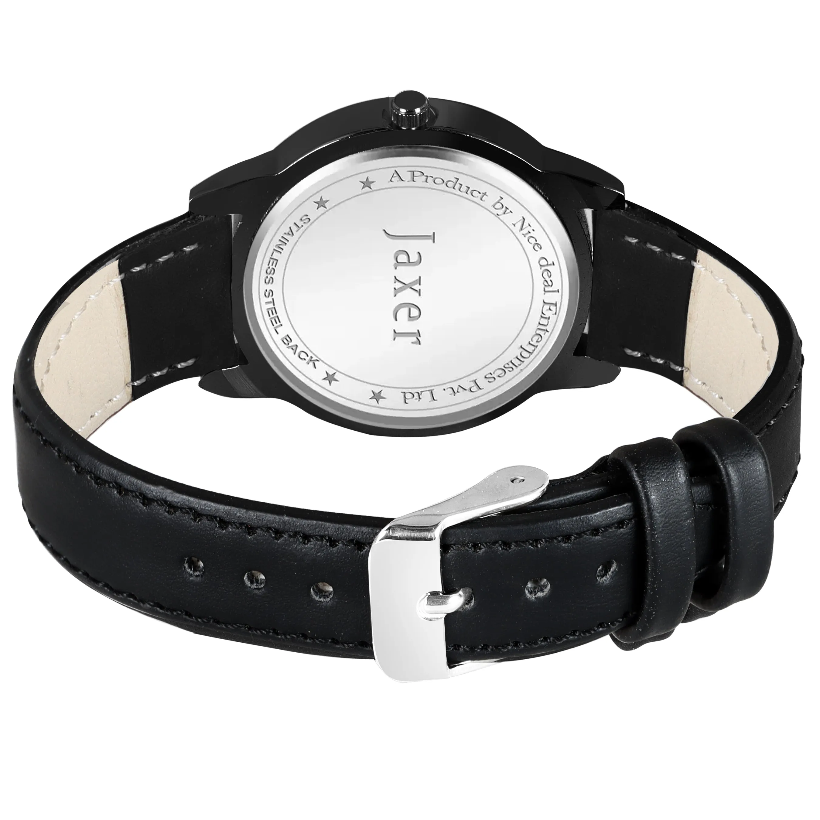 Jaxer Black Leather Strap Analog Wrist Watch for Women - JXRW2573