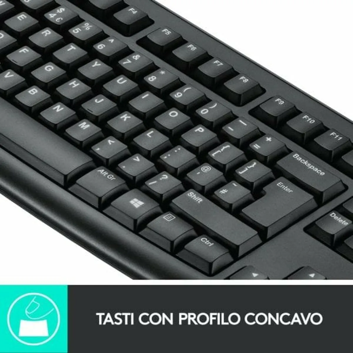 Keyboard and Wireless Mouse Logitech 920-004512 Black Qwerty Italian