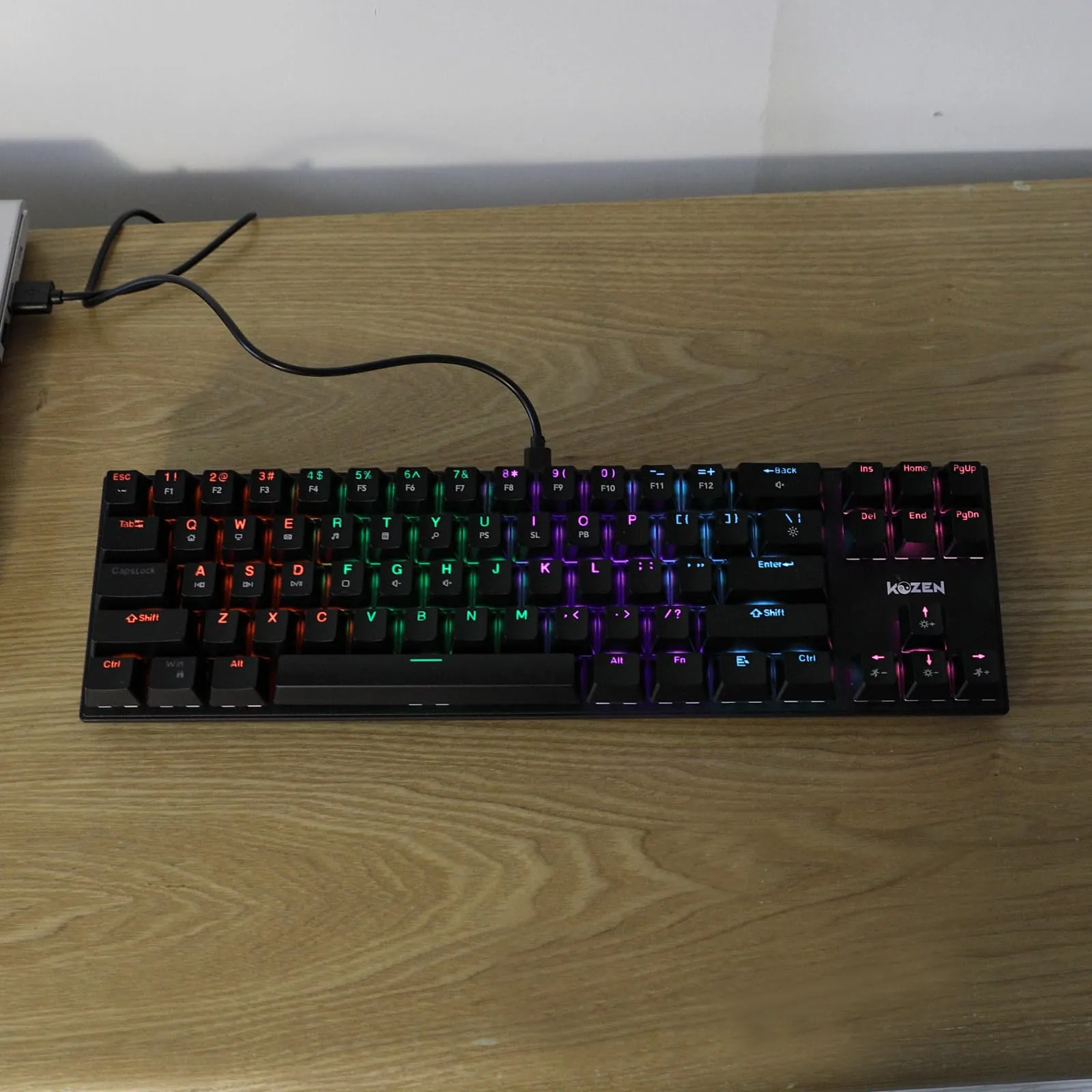 KOZEN Mechanical Keyboard, Gaming Keyboard with Rainbow Backlight & 70% Form Factor | Full Key Rollover, GaoTe MX-Blue Switches, 71 Keycaps, Keyboard Wired, USB Type C Braided Cable, Black