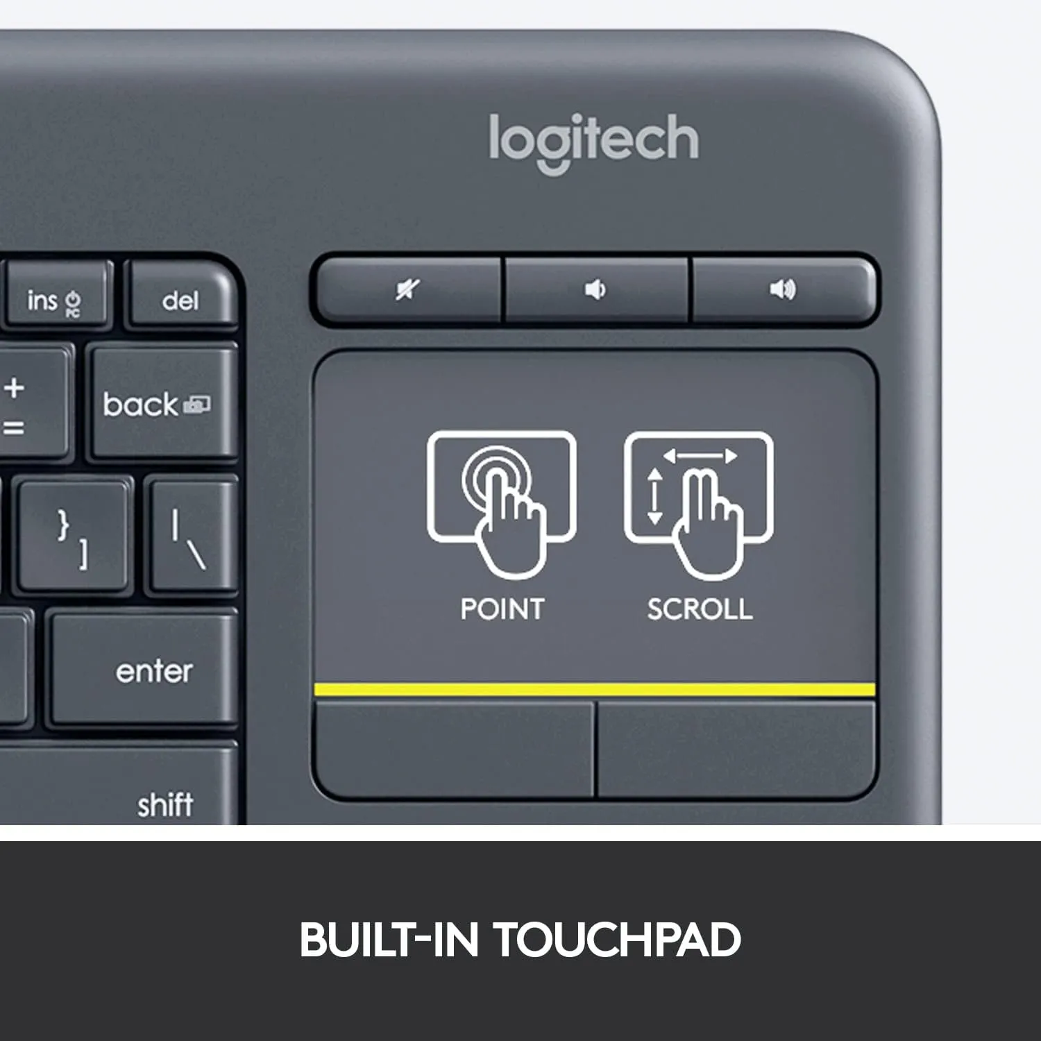 Logitech K400 Plus TV Touch 無線觸控板鍵盤 (中文版) - Black 黑色 920-007169 原裝行貨