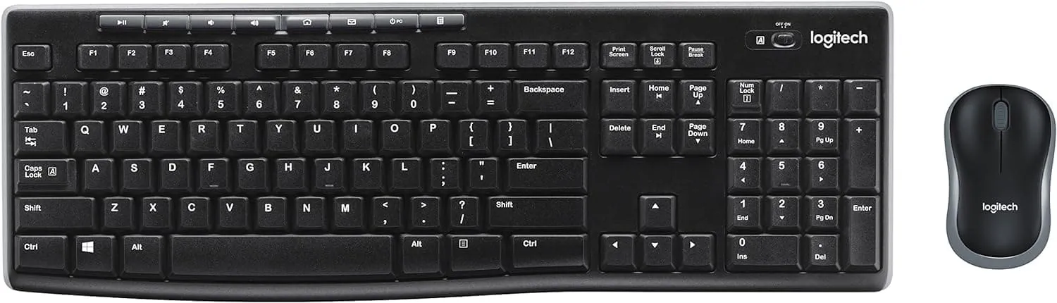 Logitech MK270 Wireless Keyboard and Mouse Combo for Windows, 2.4 GHz Wireless, Compact Mouse, 8 Multimedia and Shortcut Keys