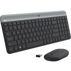 Logitech MK470 Slim Compact Wireless Keyboard Pebble Mouse Combo Bundle Set