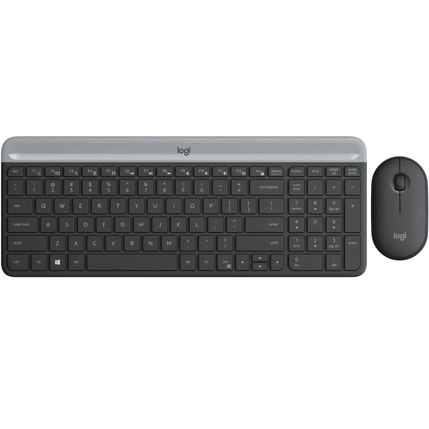 Logitech MK470 Slim Compact Wireless Keyboard Pebble Mouse Combo Bundle Set