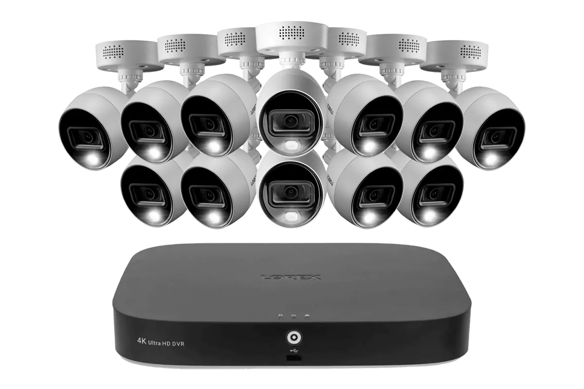 Lorex 4K 20-Channel (16 Wired and 4 Wi-Fi) 2TB Wired DVR System with Analog Active Deterrence Cameras