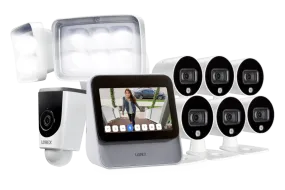 Lorex Smart Home Security Center with Six 1080p Outdoor Wi-Fi Cameras and Wi-Fi Floodlight Camera