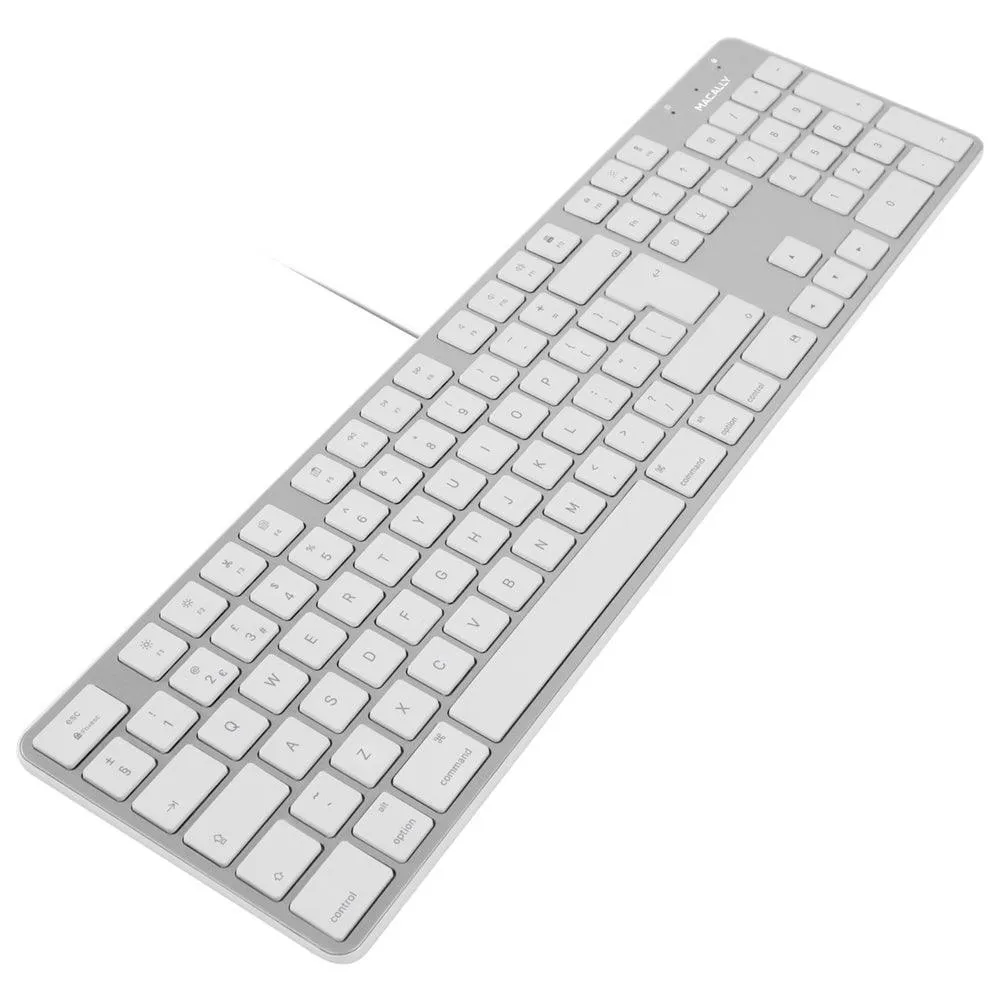 Macally 104 Key Ultra Slim USB British English Keyboard for Mac - White | SLIMKEYPROA