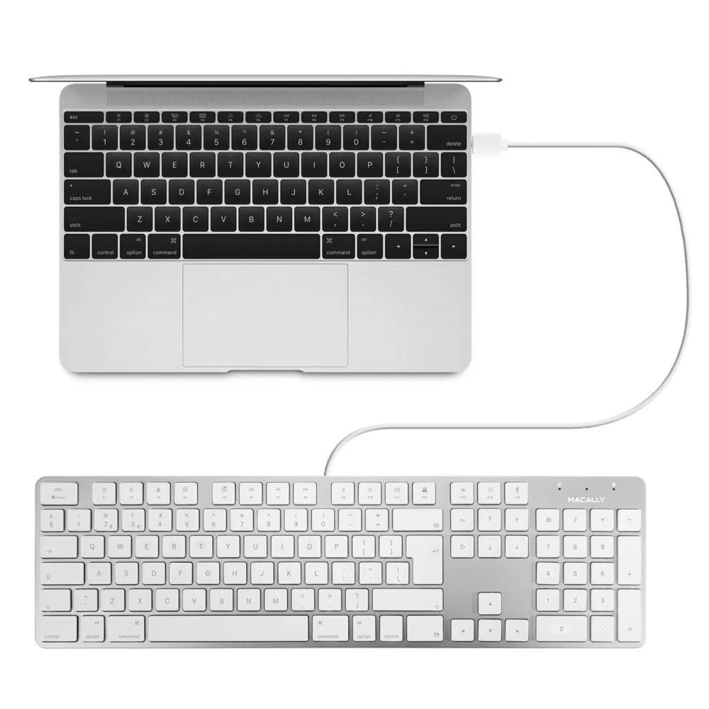 Macally 104 Key Ultra Slim USB British English Keyboard for Mac - White | SLIMKEYPROA