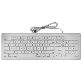 Macally Universal Wired USB 104 Key Keyboard for PC & More - White (MKEYE)