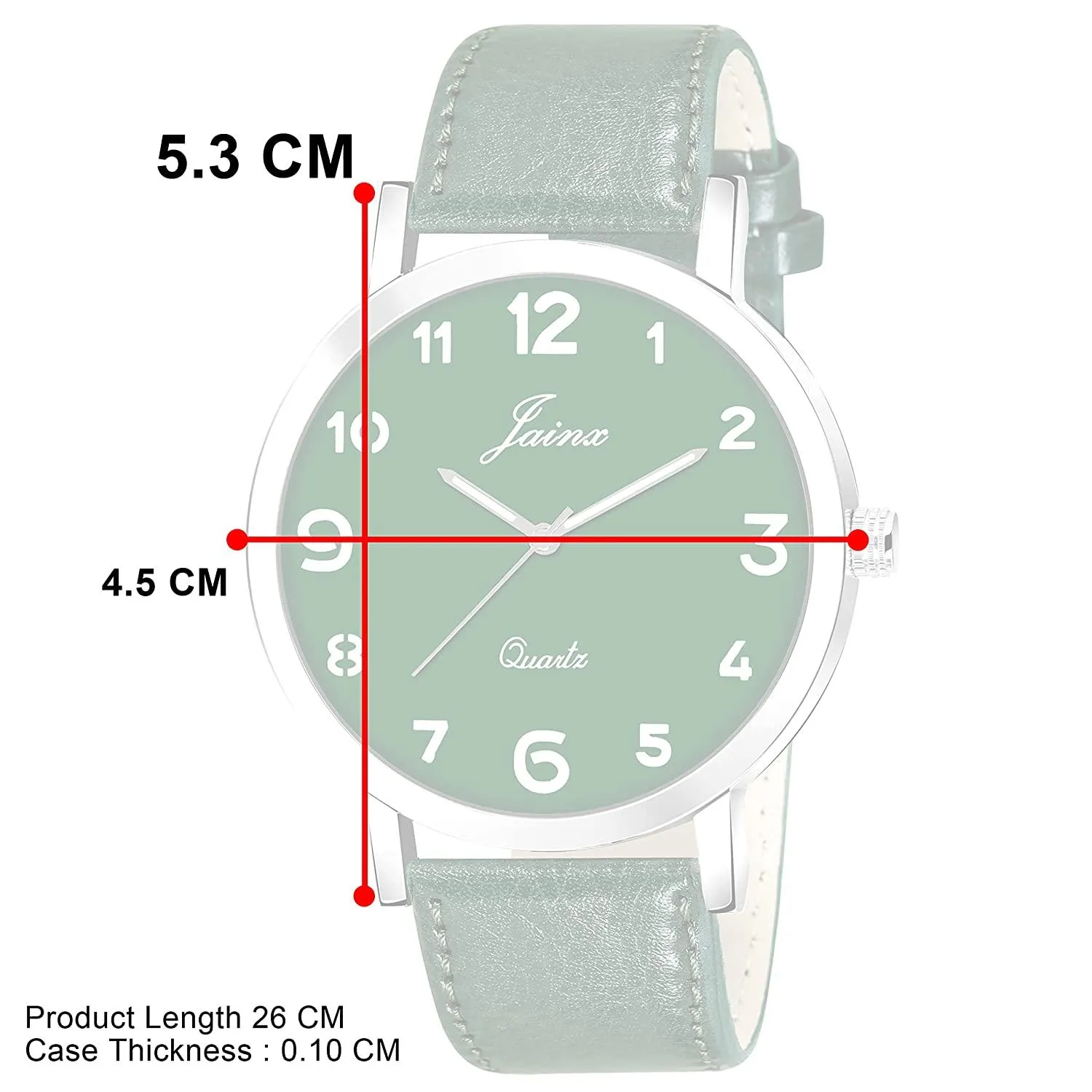 Men's Green Leather Strap Analogue Watch - Jainx JM7142