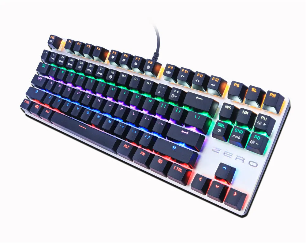 Metoo  Edition Mechanical Keyboard 87 keys Blue Switch Gaming Keyboards for Tablet Desktop  Russian sticker